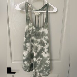 Green & White Tie Dye Racerback Tank